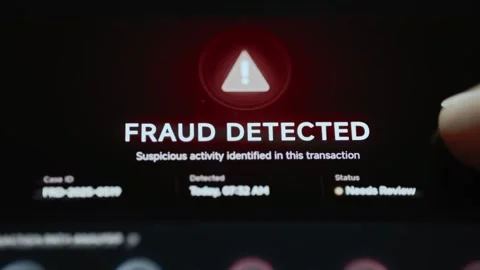 Fraud Detected Transaction Alert With Red Warning Triangle 4K Stock Footage 341853537