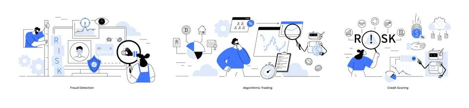 Fraud Detection, Algorithm Training, and Credit Scoring in AI and Data Anal.. Stock Illustration