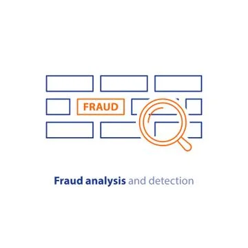 Fraud detection concept, analysis services, vector stroke icon Illustrazione stock