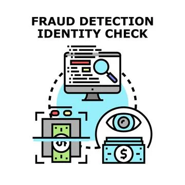 Fraud detection identity checking digital financial security Stock Illustration