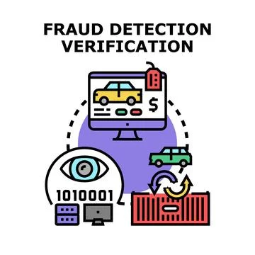 Fraud detection verification process for online transactions Stock Illustration