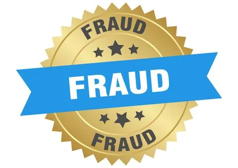 Fraud. fraud round blue and gold label isolated on transparent background Stock Illustration