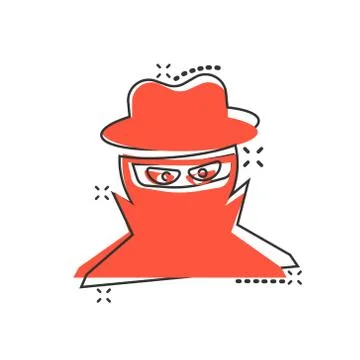 Fraud hacker icon in comic style. Spy cartoon vector illustration on isolated Illustrazione stock