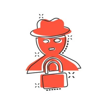 Fraud hacker icon in comic style. Spy cartoon vector illustration on isolated Stock Illustration