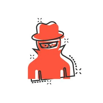 Fraud hacker icon in comic style. Spy cartoon vector illustration on isolated Stock Illustration