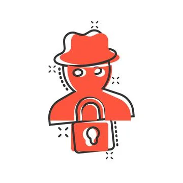 Fraud hacker icon in comic style. Spy cartoon vector illustration on isolated Stock Illustration
