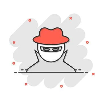 Fraud hacker icon in comic style. Spy cartoon vector illustration on isolated Stock Illustration