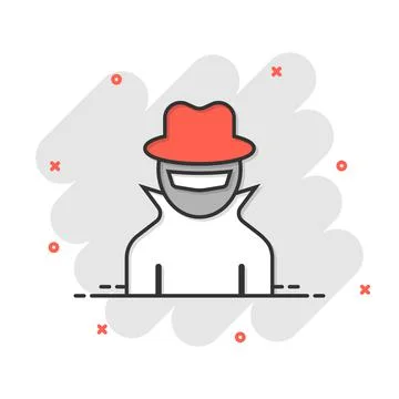 Fraud hacker icon in comic style. Spy cartoon vector illustration on isolated Stock Illustration
