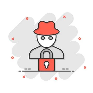Fraud hacker icon in comic style. Spy cartoon vector illustration on isolated Stock Illustration