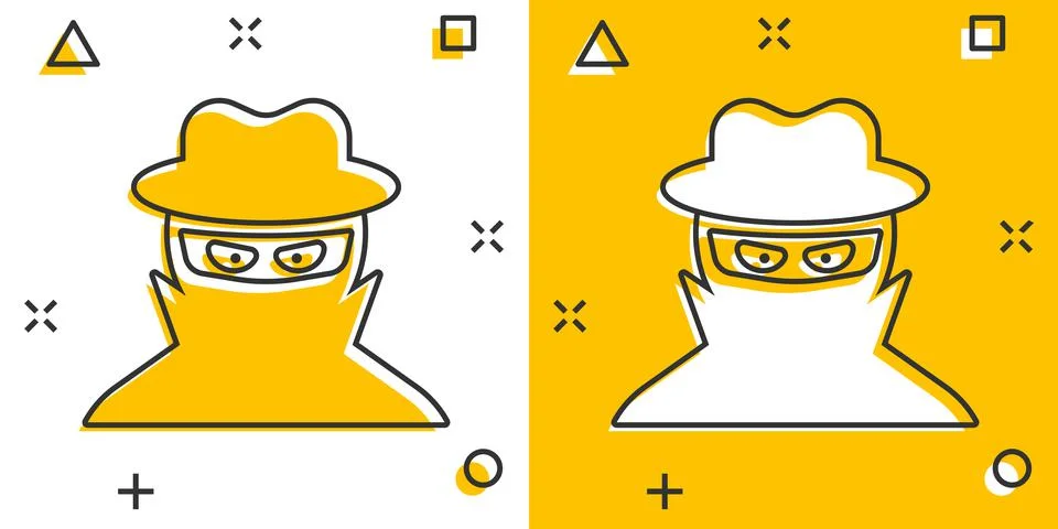 Fraud hacker icon in comic style. Spy cartoon vector illustration on isolated Stock Illustration