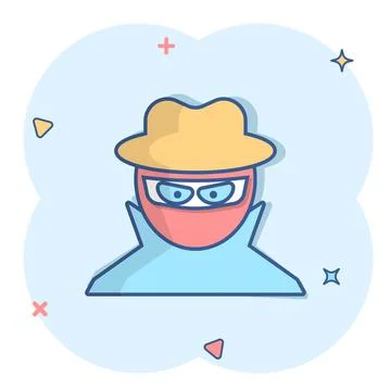 Fraud hacker icon in comic style. Spy cartoon vector illustration on isolated Stock Illustration