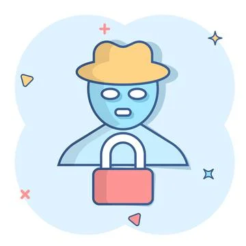 Fraud hacker icon in comic style. Spy cartoon vector illustration on isolated Stock Illustration