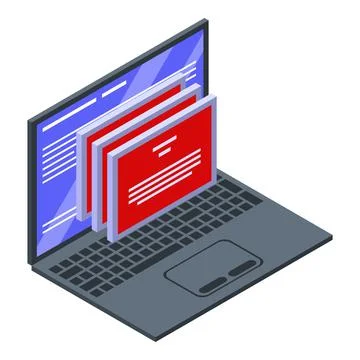 Fraud laptop computer icon, isometric style Stock Illustration