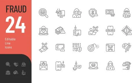 Fraud Line Editable Icons set. Stock Illustration