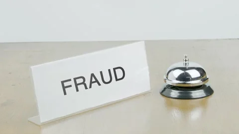 Fraud Office or Room with Hand Ringing The Bell on Desk or Table Stock Footage 300712902