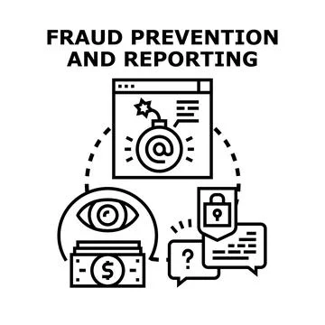 Fraud prevention and reporting protecting online financial security Stock Illustration
