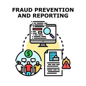 Fraud prevention and reporting system for financial security Stock Illustration