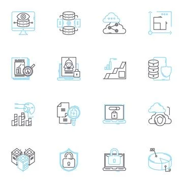 Fraud prevention linear icons set. Security, Verification, Authentication, Trust Stock Illustration