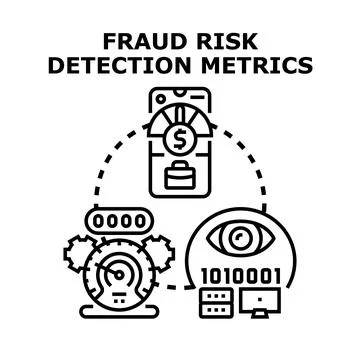 Fraud risk detection metrics identifying financial security threats Stock Illustration