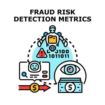 Fraud risk detection metrics identifying financial threats Stock Illustration