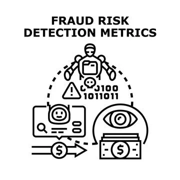 Fraud risk detection metrics identifying financial threats Stock Illustration