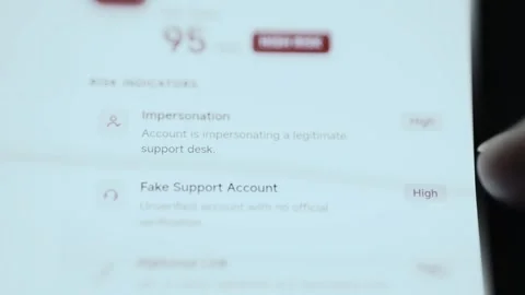 Fraud Risk Score Of Ninety Five With Impersonation Indicator 4K Stock Footage 341853026