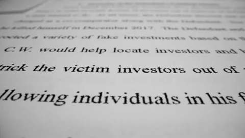 FRAUD SCHEME COURT DOCUMENTS.  4K, ECU SLIDER SHOT. Stock Footage 141548482