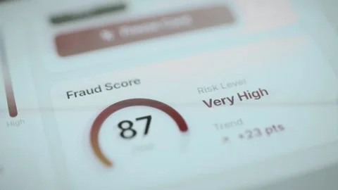 Fraud score 87 and very high risk indicator Stock Footage 345487895