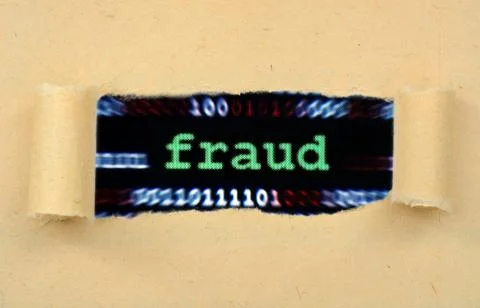 Fraud text on ripped paper Stock Illustration