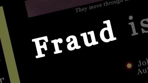 FRAUD Word Highlighted Text Over Many Black News Media Articles Animation Stock-Footage 125878164