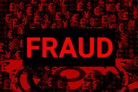 Fraud word isolated currency background. Stock Illustration