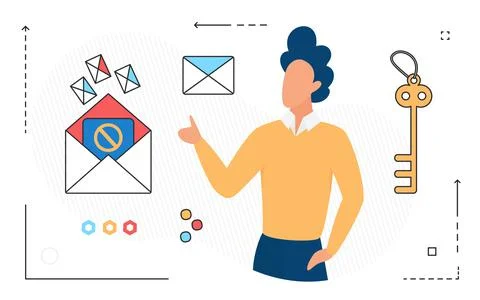 Fraudulent e-mail, receiving malicious emails over Internet. Stock Illustration