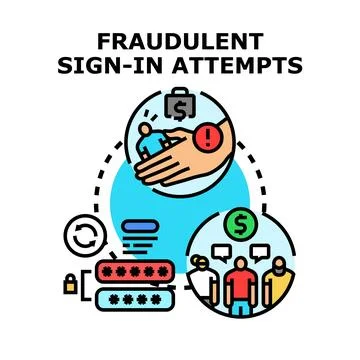 Fraudulent sign in attempts compromising digital personal data Stock Illustration