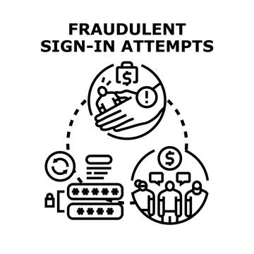 Fraudulent sign in attempts compromising digital personal data Stock Illustration