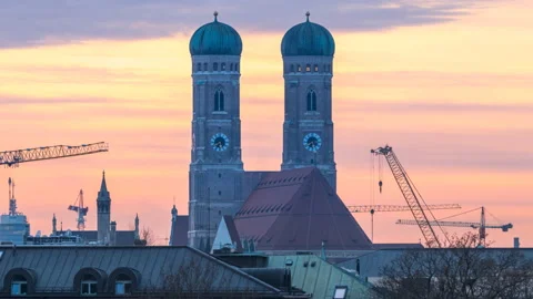 Frauenkirche Munich Germany close up sunset Видео 149078084