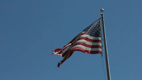 Frayed american flag Stock Footage 11019731