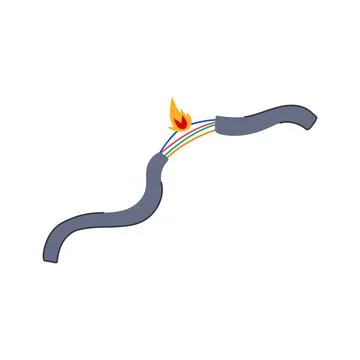 Frayed broken cable cartoon vector illustration Illustrazione stock