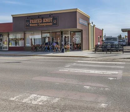 “Frayed Knot" consignment store in Olds, Alberta Stock Photos