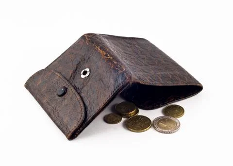 Frayed wallet with change Stock Photos