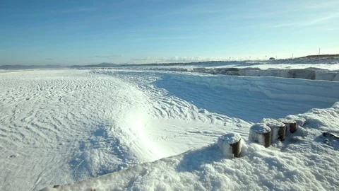 Frazil on the sea surface, waves under the snow optical illusion. Video stock 122518246