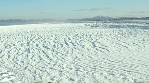 Frazil on the sea surface, waves under the snow optical illusion. Video stock 122518274