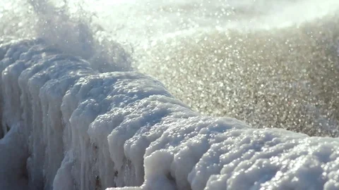 Frazil on the sea surface, waves under the snow optical illusion. Video stock 122518405