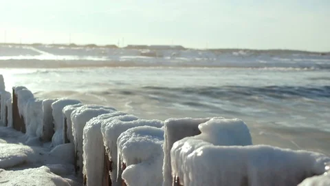 Frazil on the sea surface, waves under the snow optical illusion. Stock Footage 122518505
