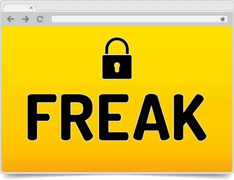 FREAK - Factoring RSA Export Keys Security - Warning in simple opened browser Stock Illustration