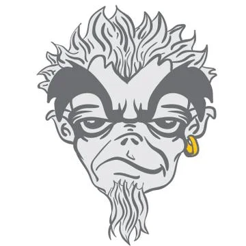 Freaky bearded monster Stock Illustration