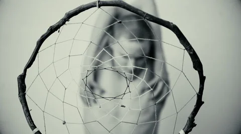 Freaky guy behind the dream catcher Stock Footage 67599188