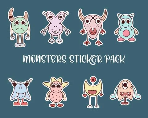 Freaky monsters set Stock Illustration