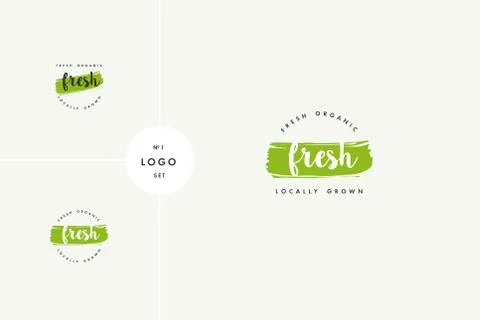 Freash product icons and elements collection for food market, ecommerce, organic Stock Illustration