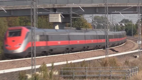 Frecciarossa ETR 500 high-speed line Milano-Bologna, Italy Stock Footage 96117231