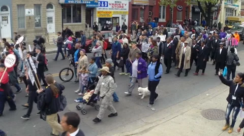 Freddie Gray protesters in Baltimore  Stock Footage 49553069